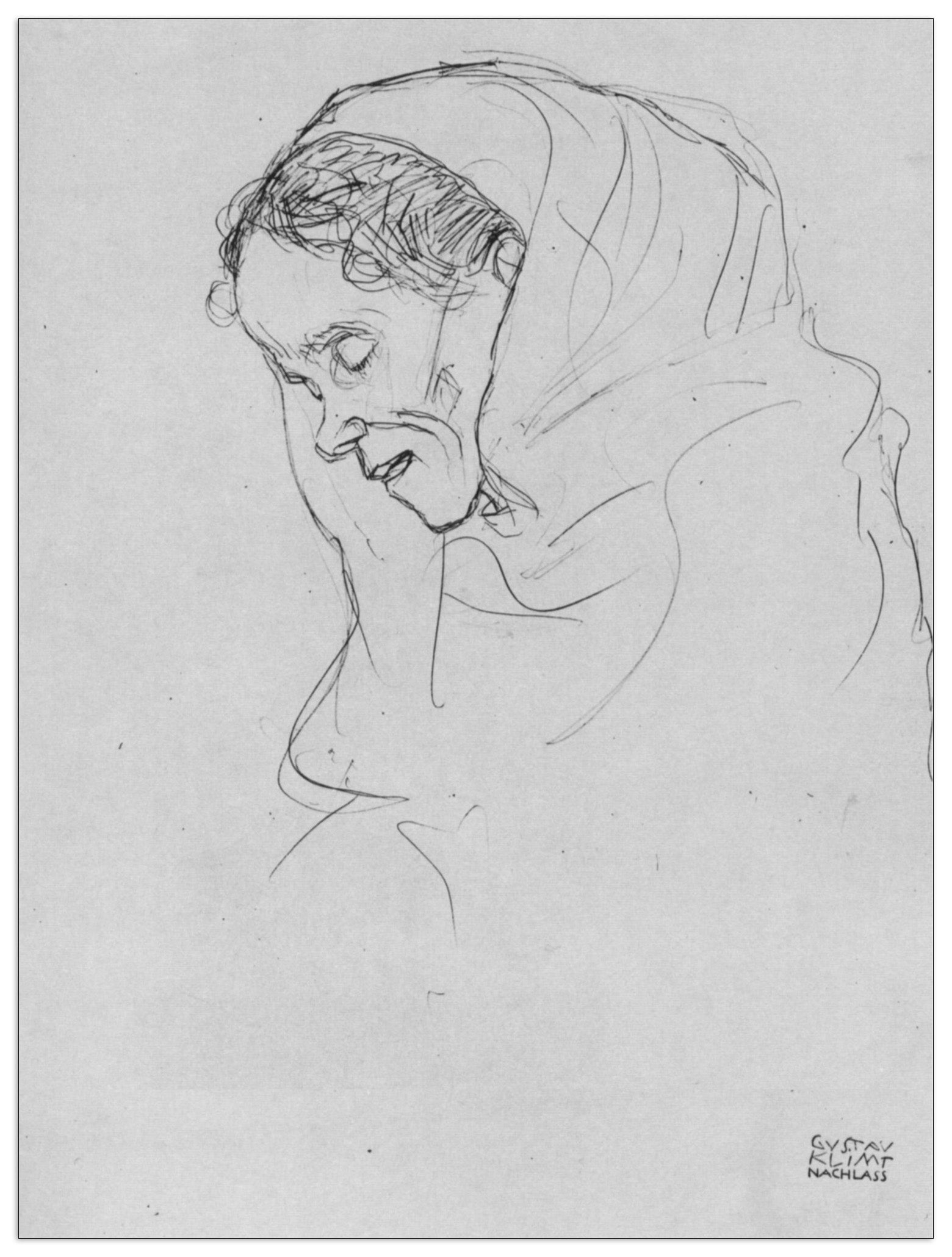 Head of an old woman in profile cm 90x120