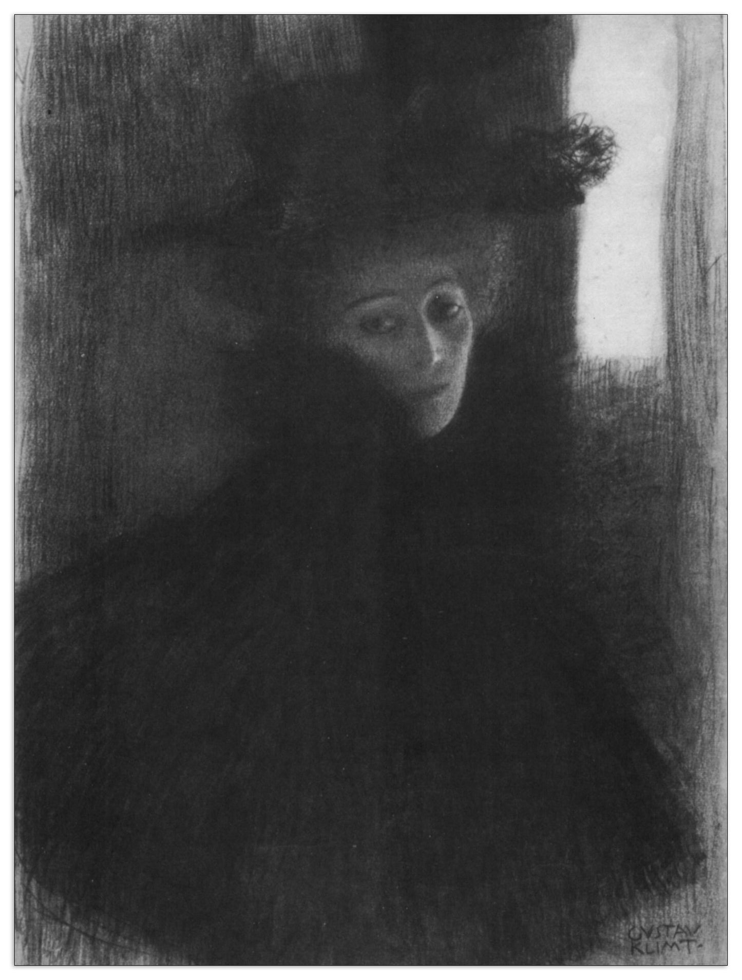 Lady in hat and cape cm 60x80