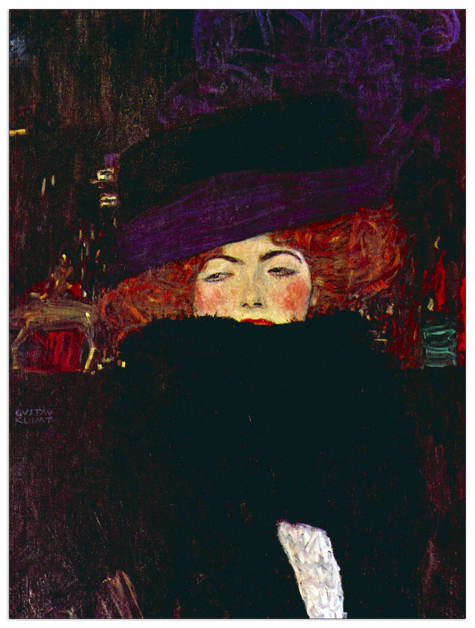 Lady with hat and feather cm 90x120