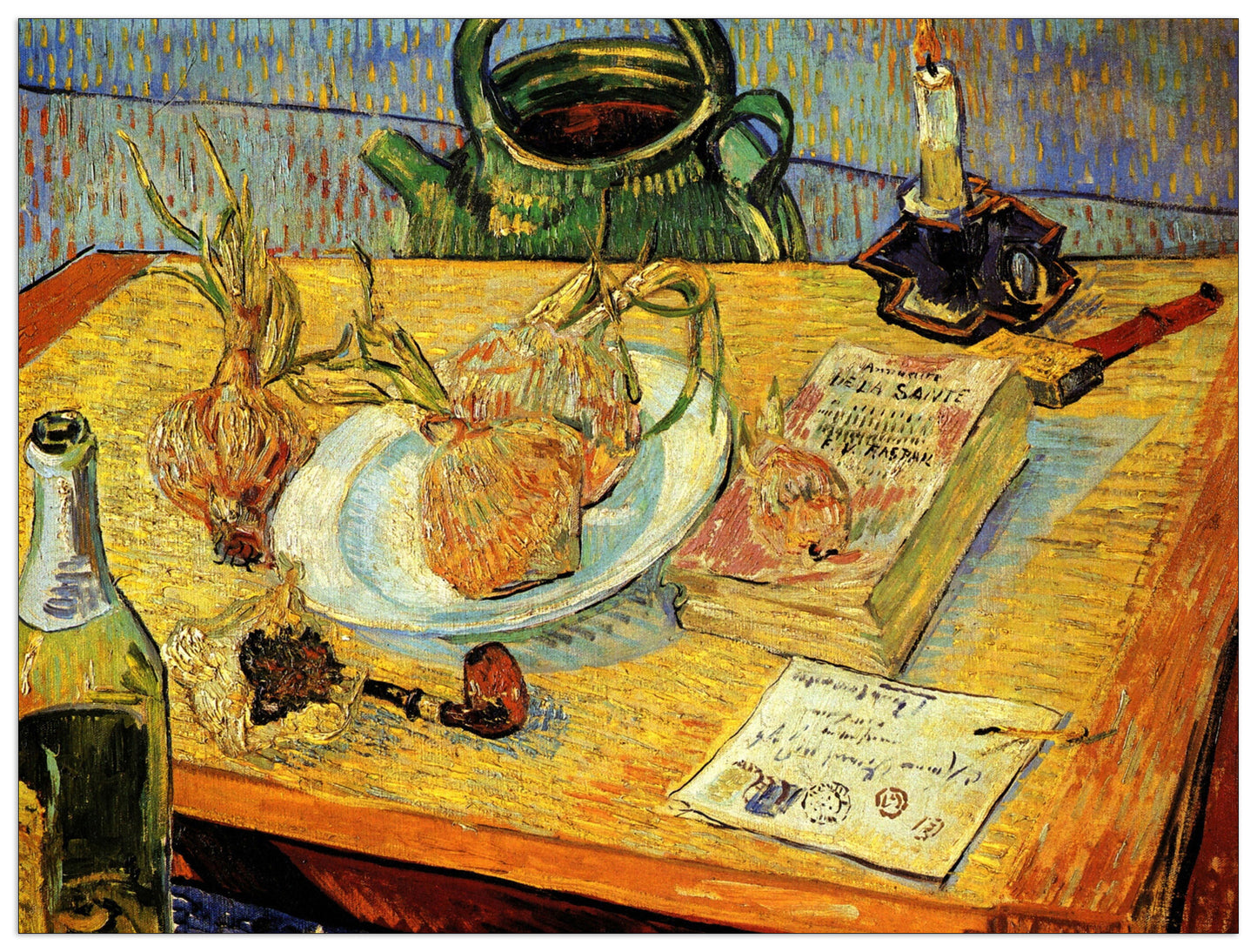 Still Life Drawing Board Pipe Onions and Sealing-Wax cm 80x60