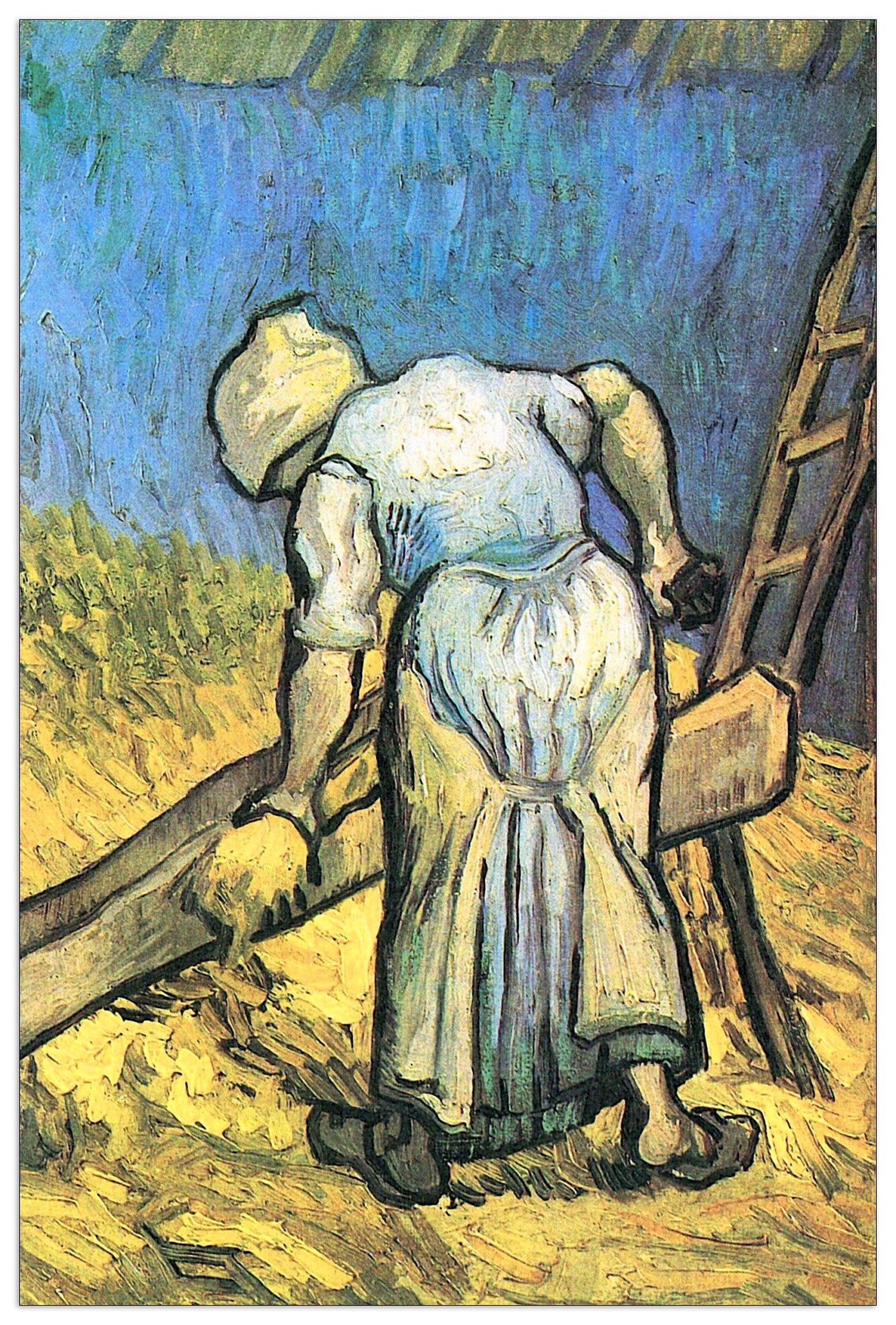 A farmer cutting hay cm 90x135