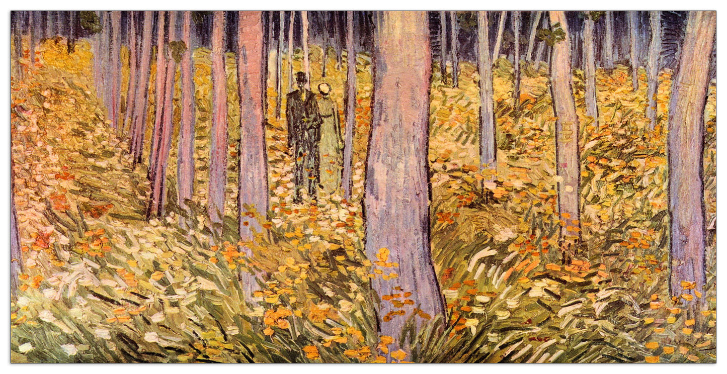Couple walk in the woods cm 100x50
