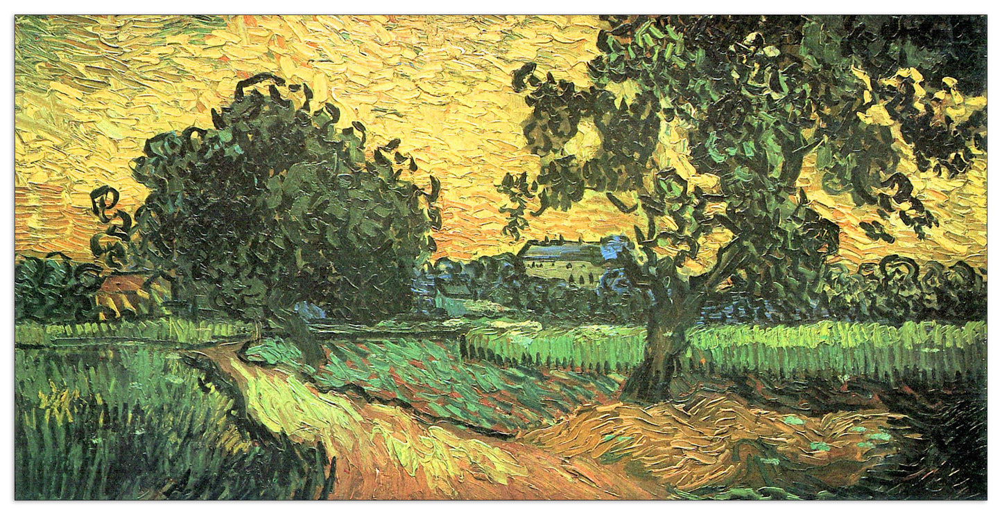 Landscape with Castle Auvers at Sunset cm 100x50