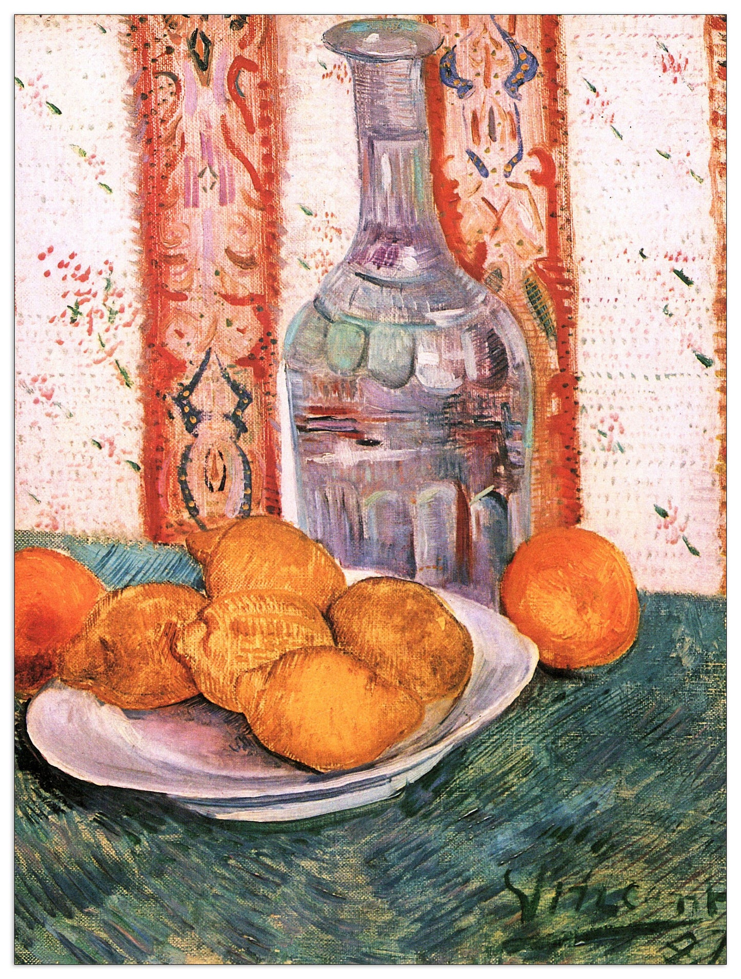 Still life with bottle and lemons on a plate cm 60x80