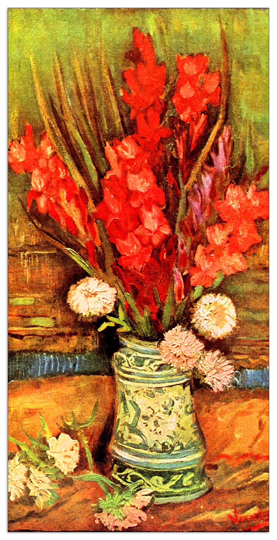 Still Life with red gladiolas cm 50x100