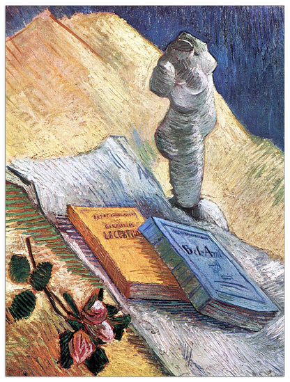 Still Life with torso, a rose and two novels cm 60x80