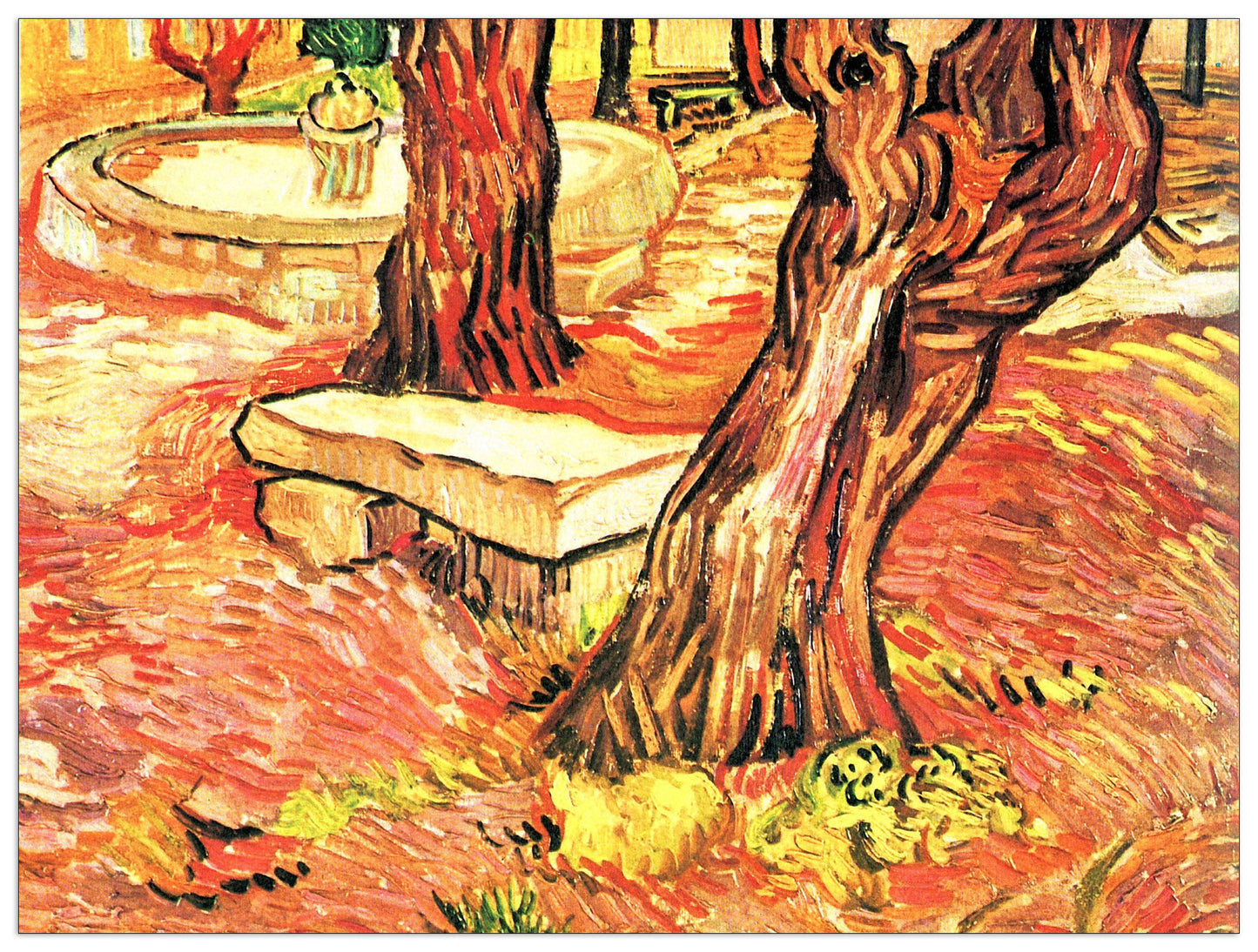 Stone bench in the garden of the hospital of Saint-Paul cm 120x90