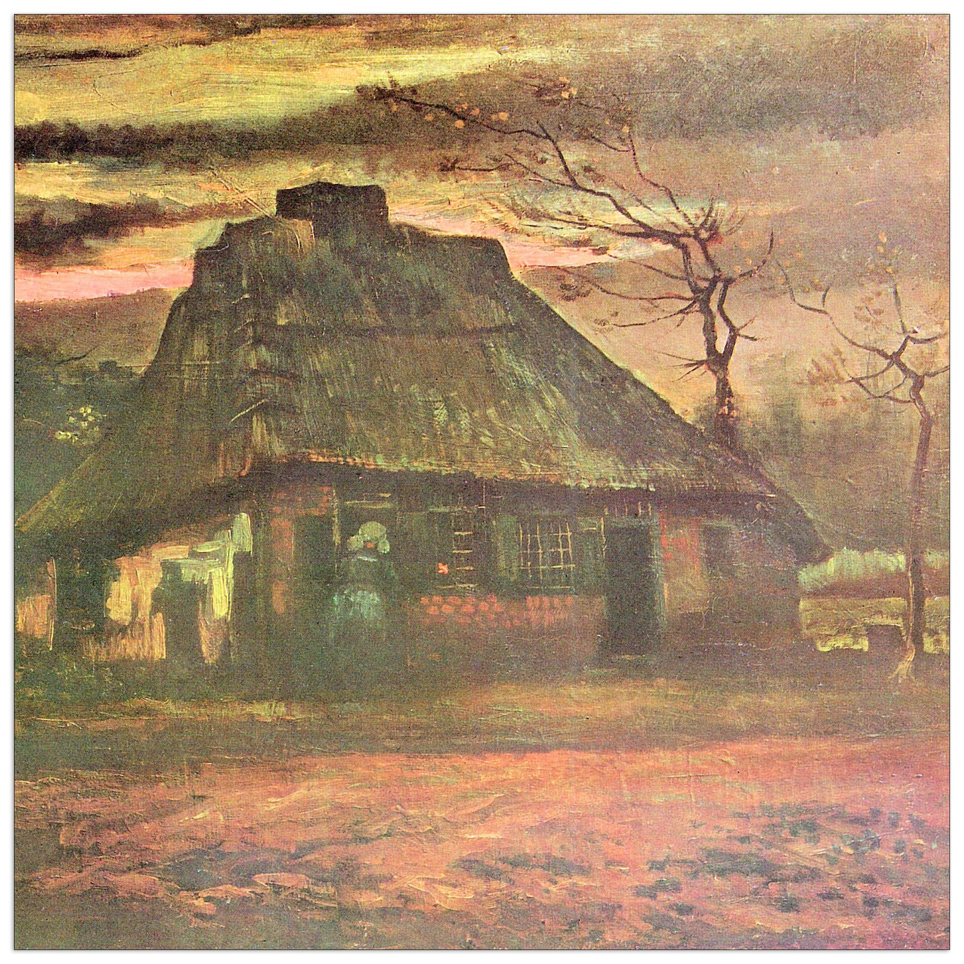 Straw hut at dusk cm 50x50