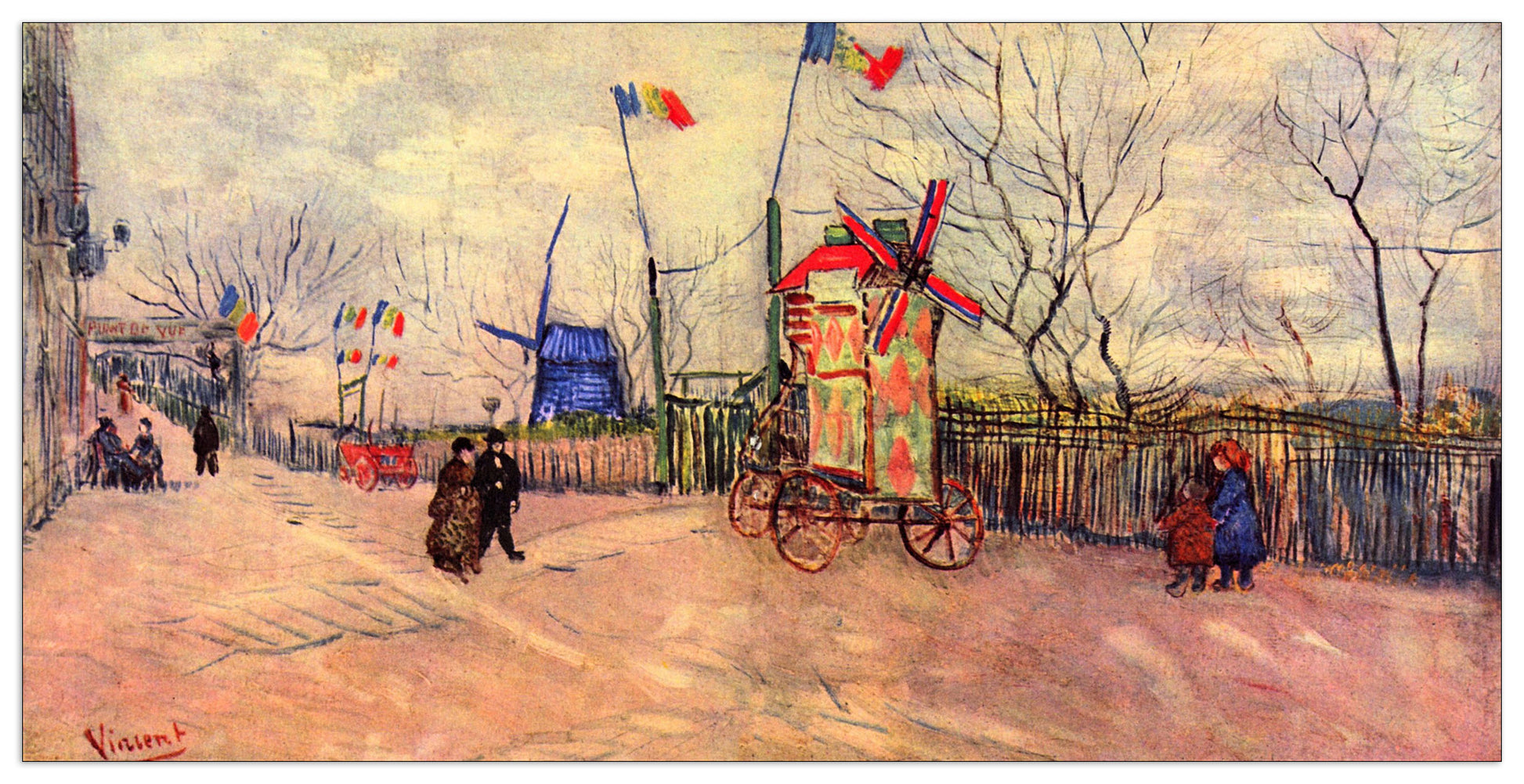 Street scene in the Montmartre, Le Moulin aÌ? Poivre cm 140x70