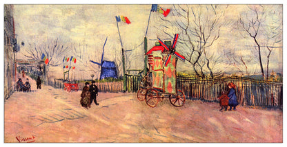 Street scene in the Montmartre, Le Moulin aÌ? Poivre cm 100x50