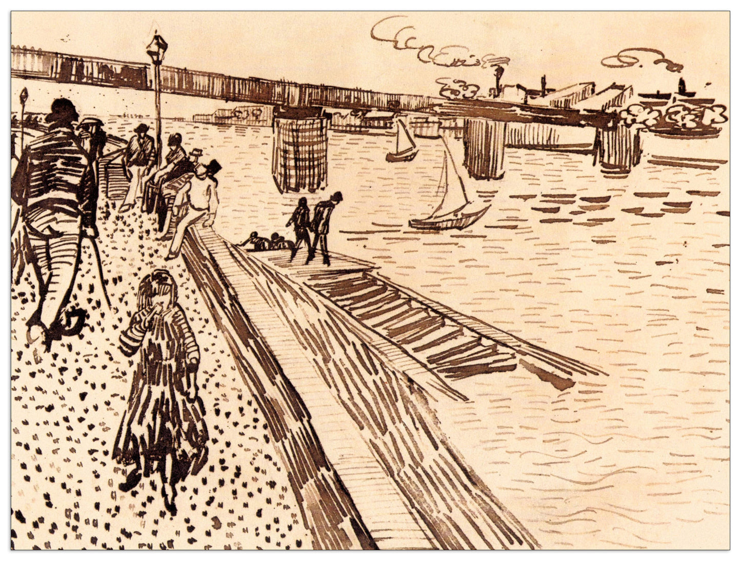 The iron bridge at Trinquetaille on the RhoÌ?ne cm 80x60