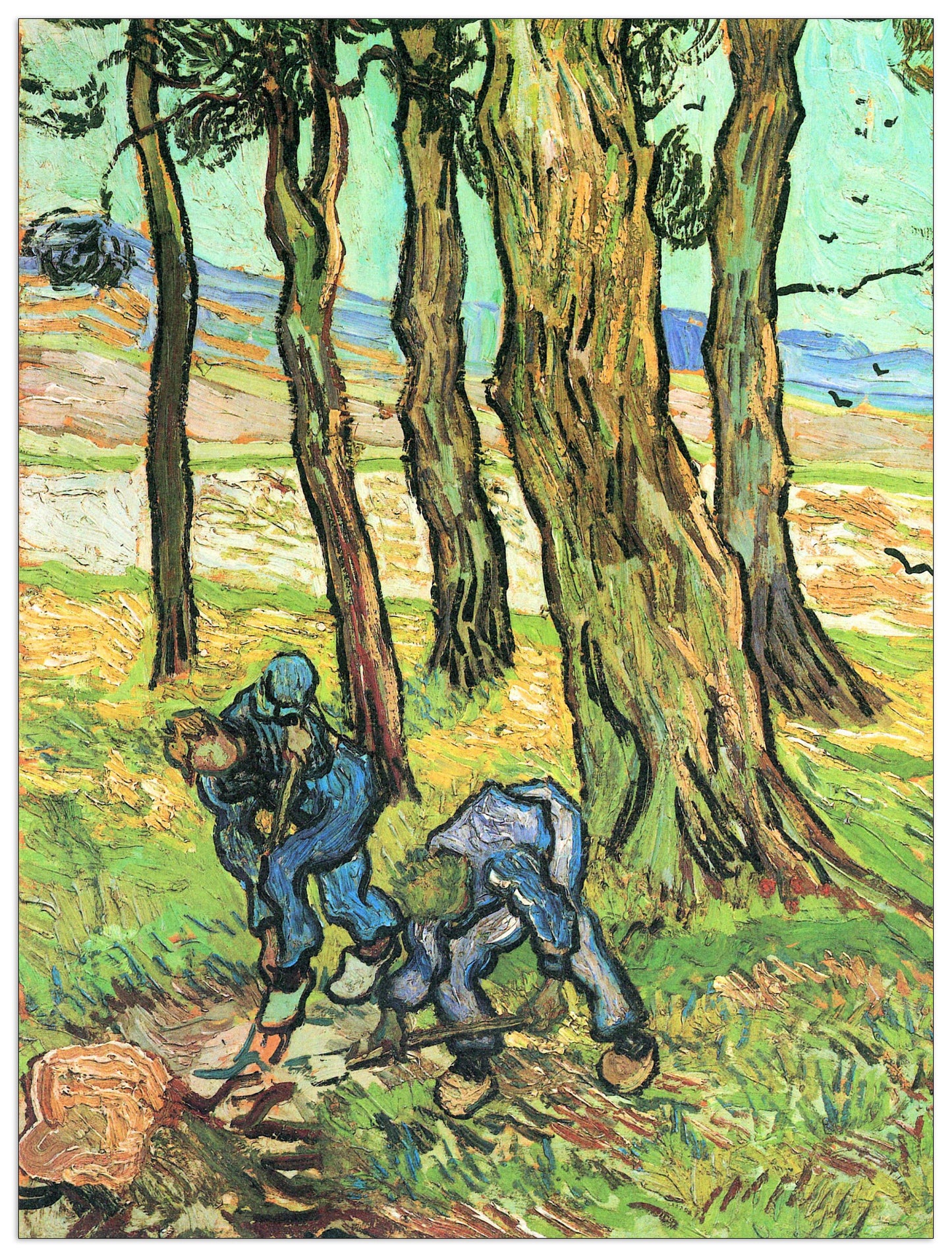Two men in digging out a tree stump cm 90x120