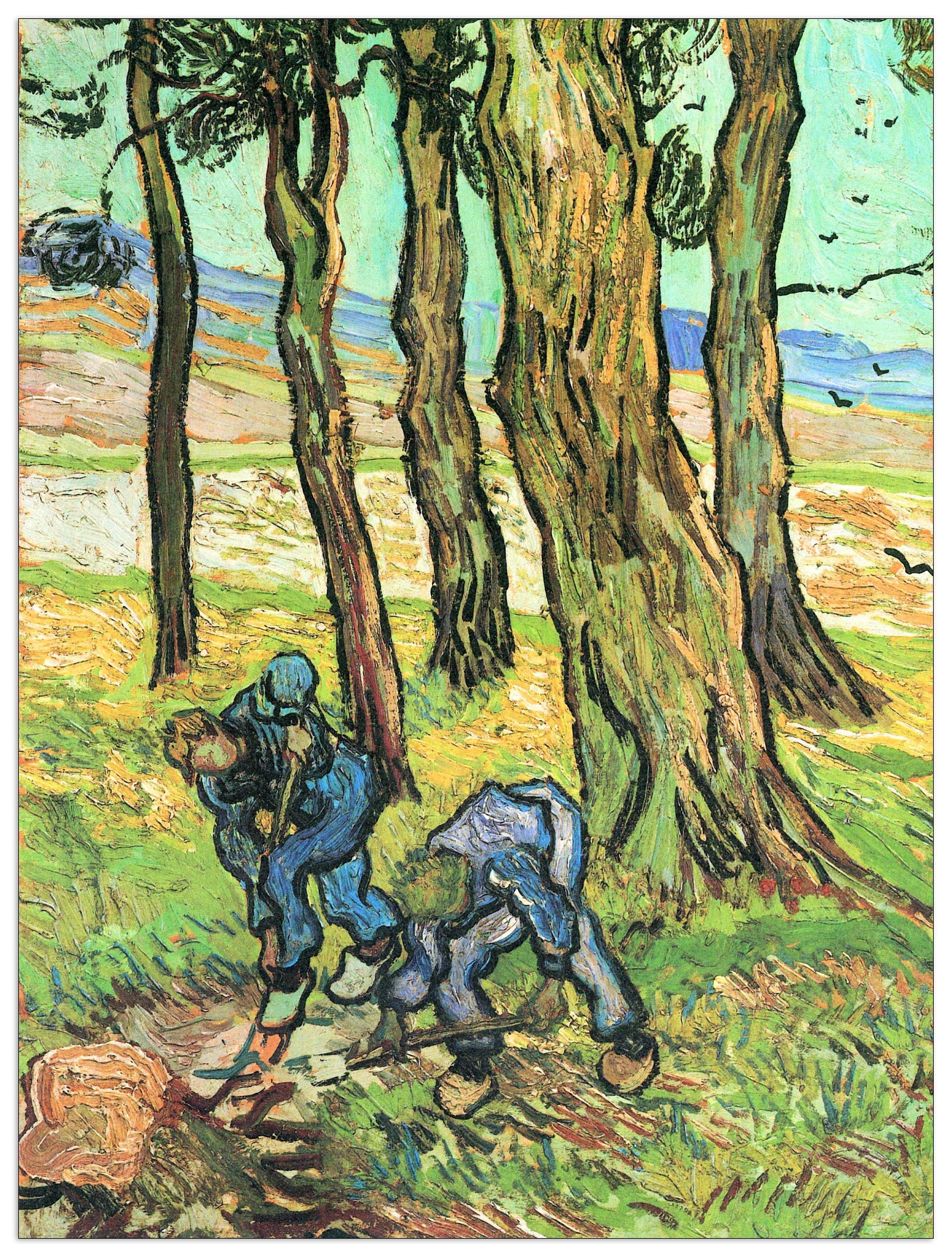 Two men in digging out a tree stump cm 90x120