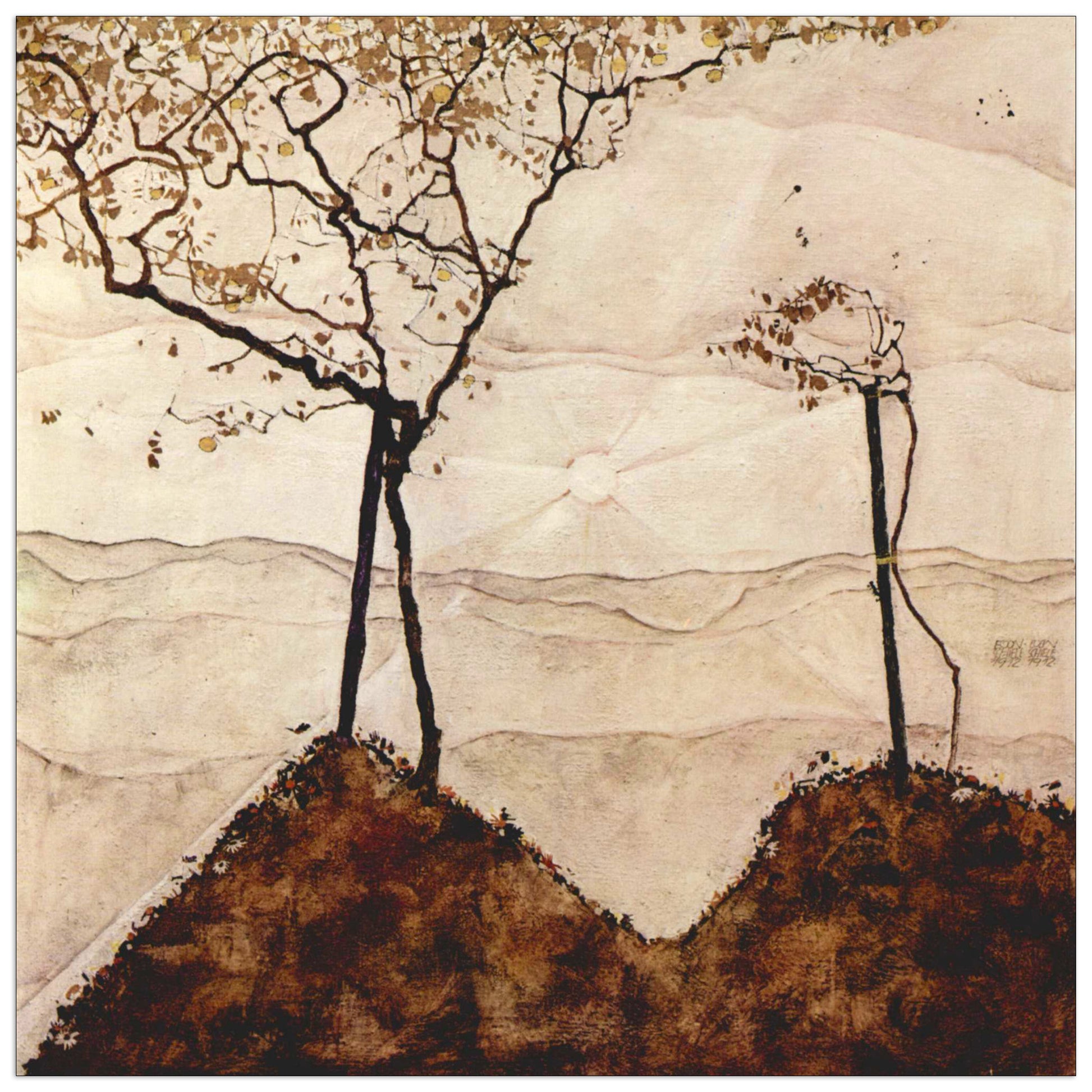 Autumn sun and trees cm 70x70