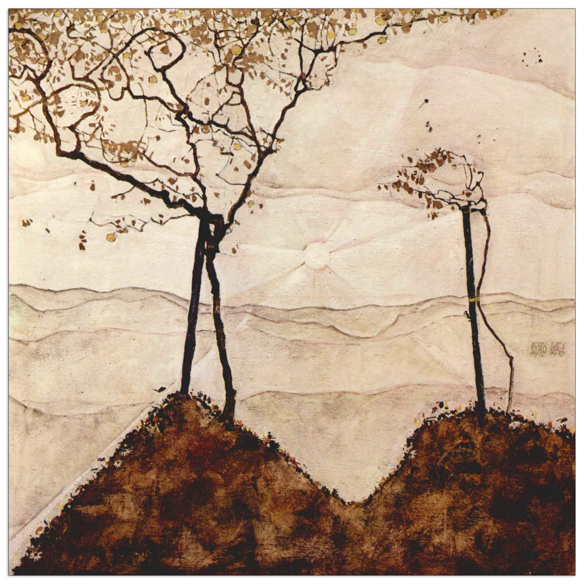 Autumn sun and trees cm 30x30