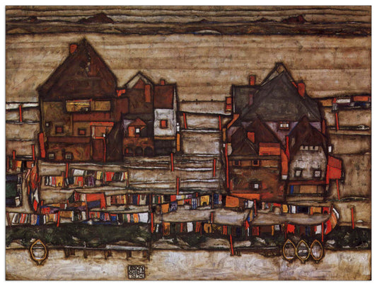 Houses with laundry lines and suburban cm 120x90