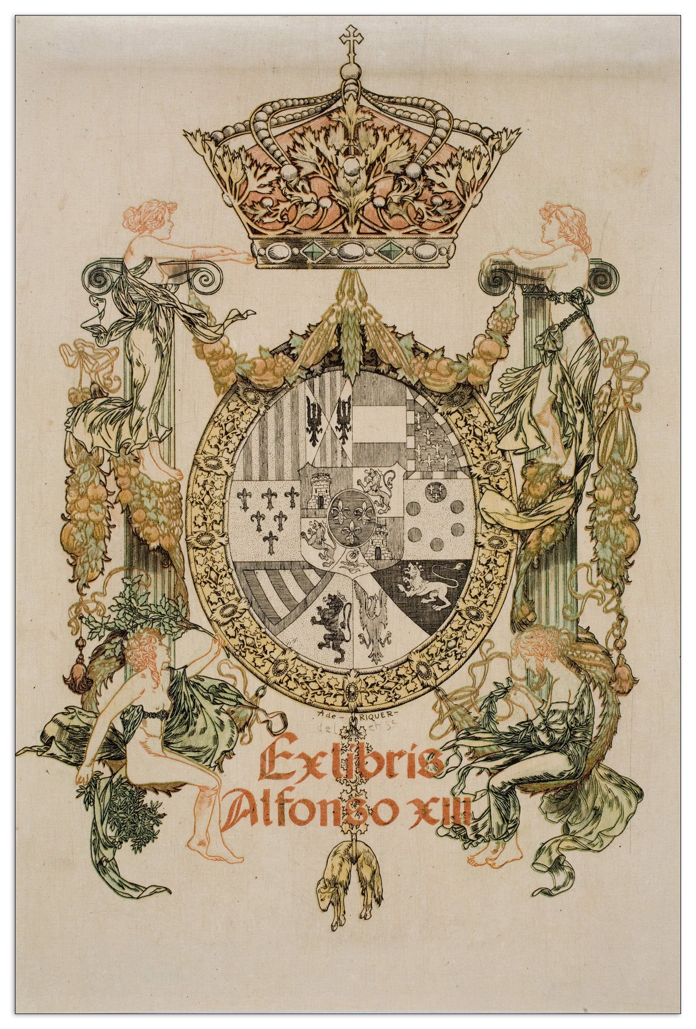 Book-plate of Alfons XIII cm 60x90