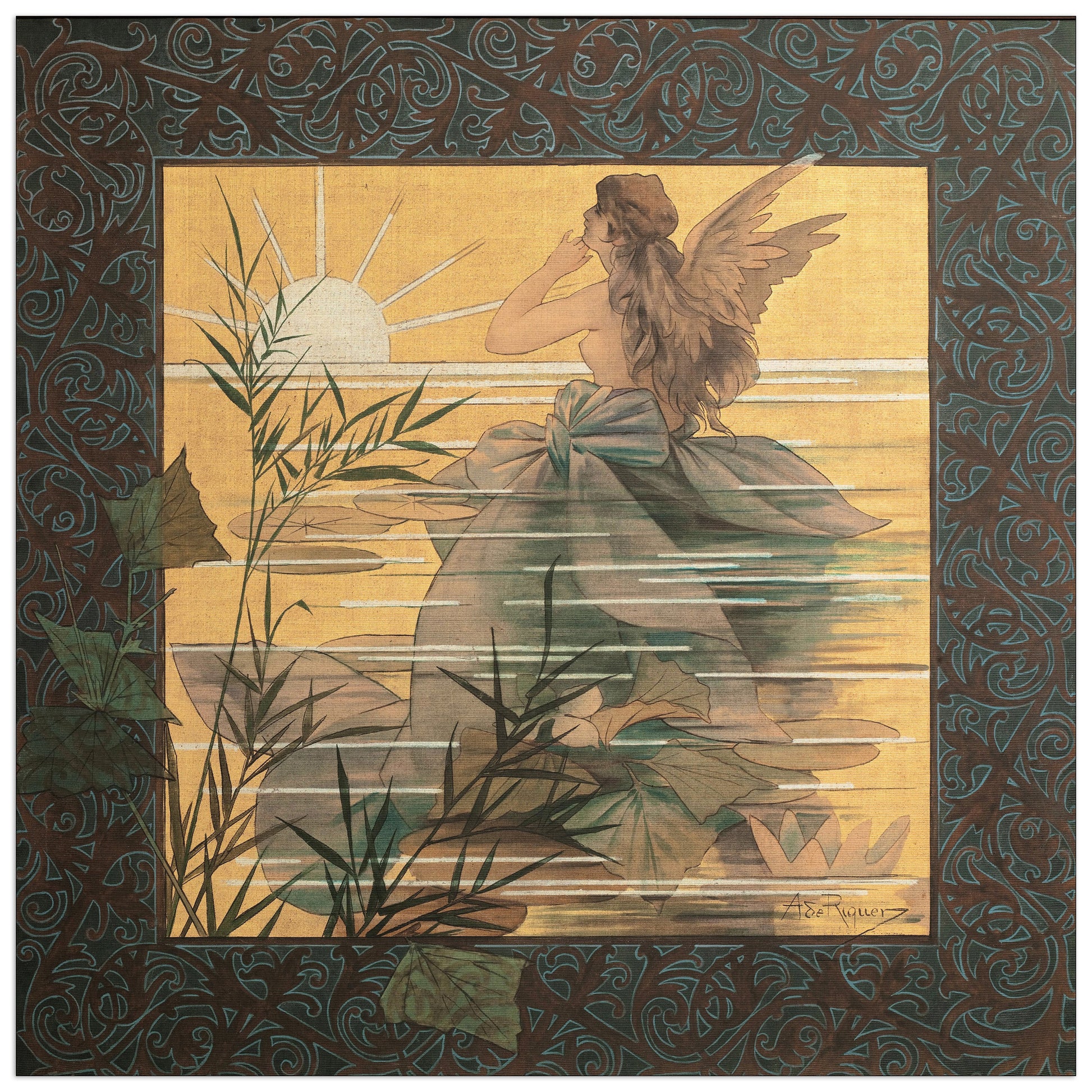 Winged nymph at sunrise cm 50x50