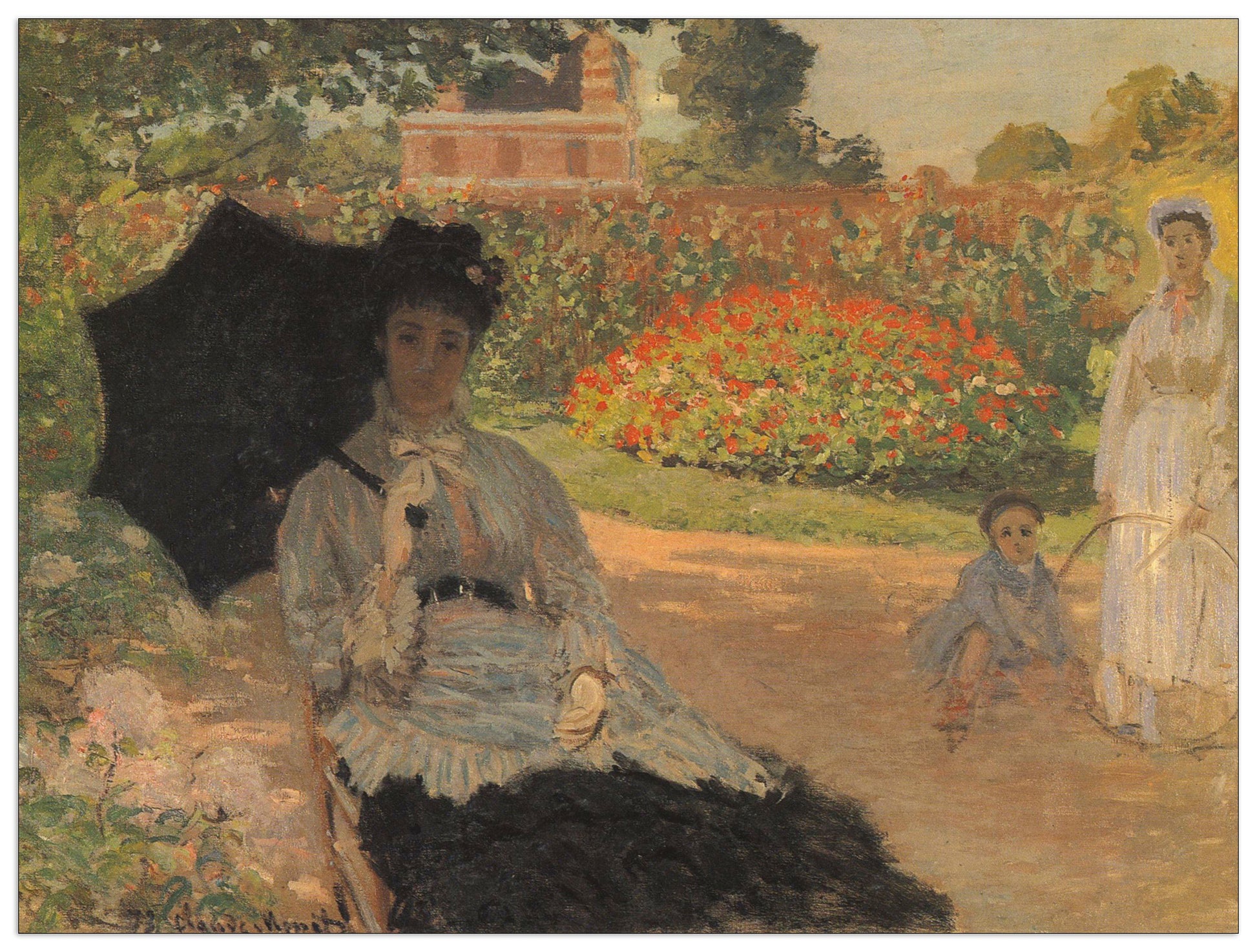 Camille in the garden with Jean and his nanny cm 90x120