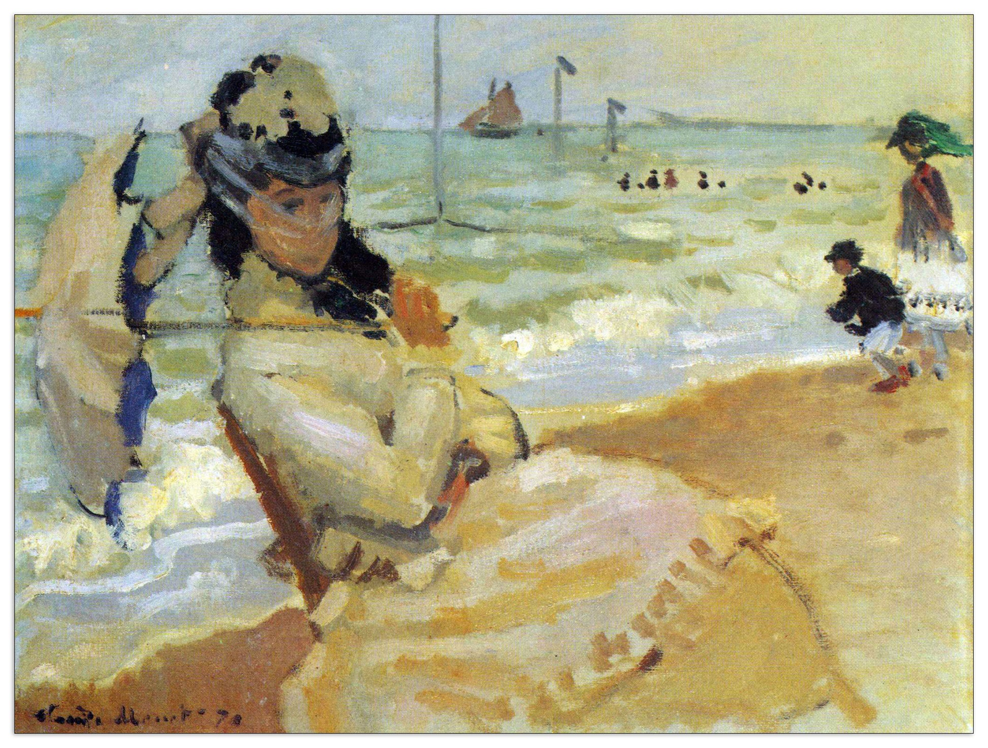 Camille on the beach at Trouville cm 120x90