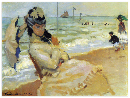 Camille on the beach at Trouville cm 120x90