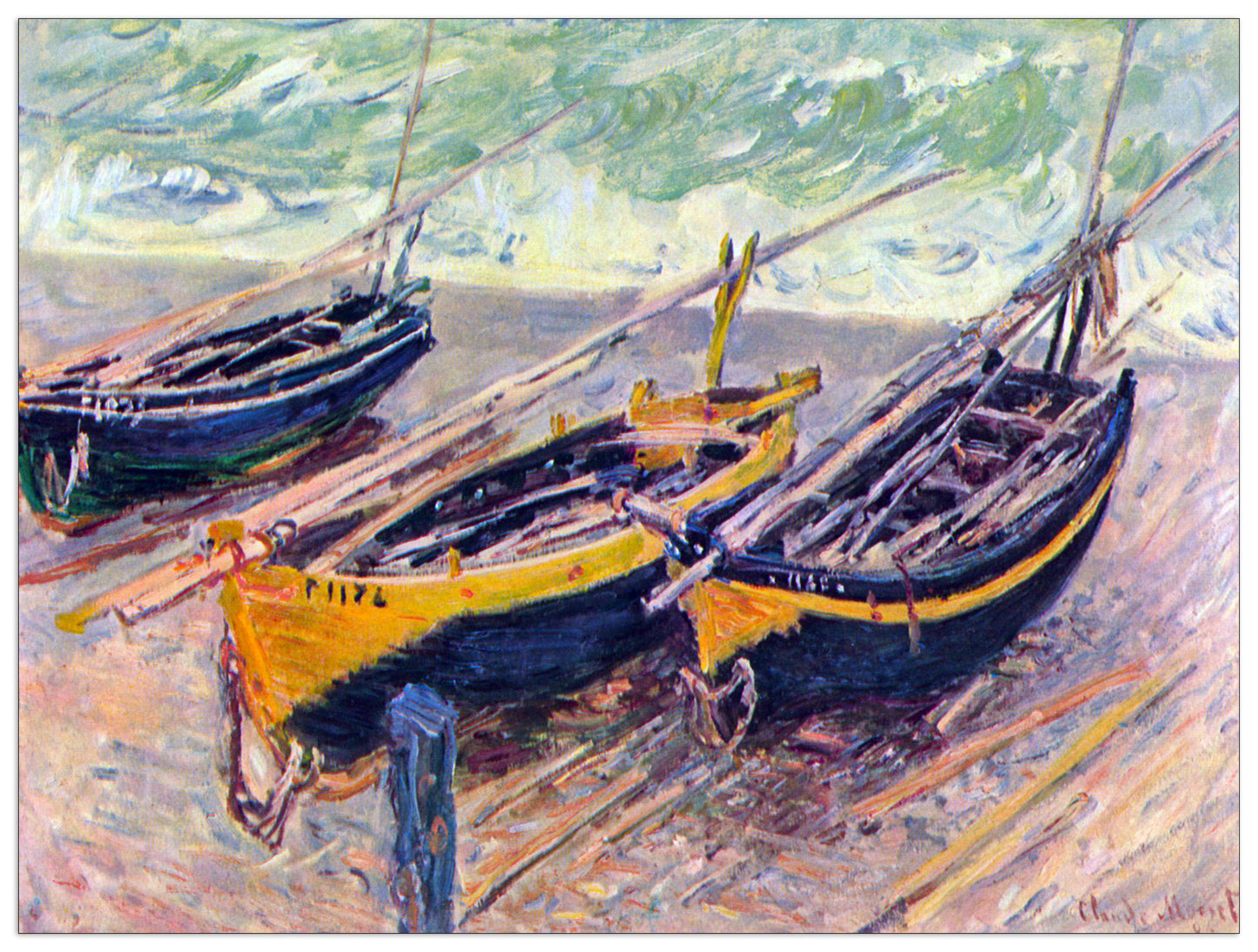 Dock of Eitretat (three fishing boats) cm 80x60
