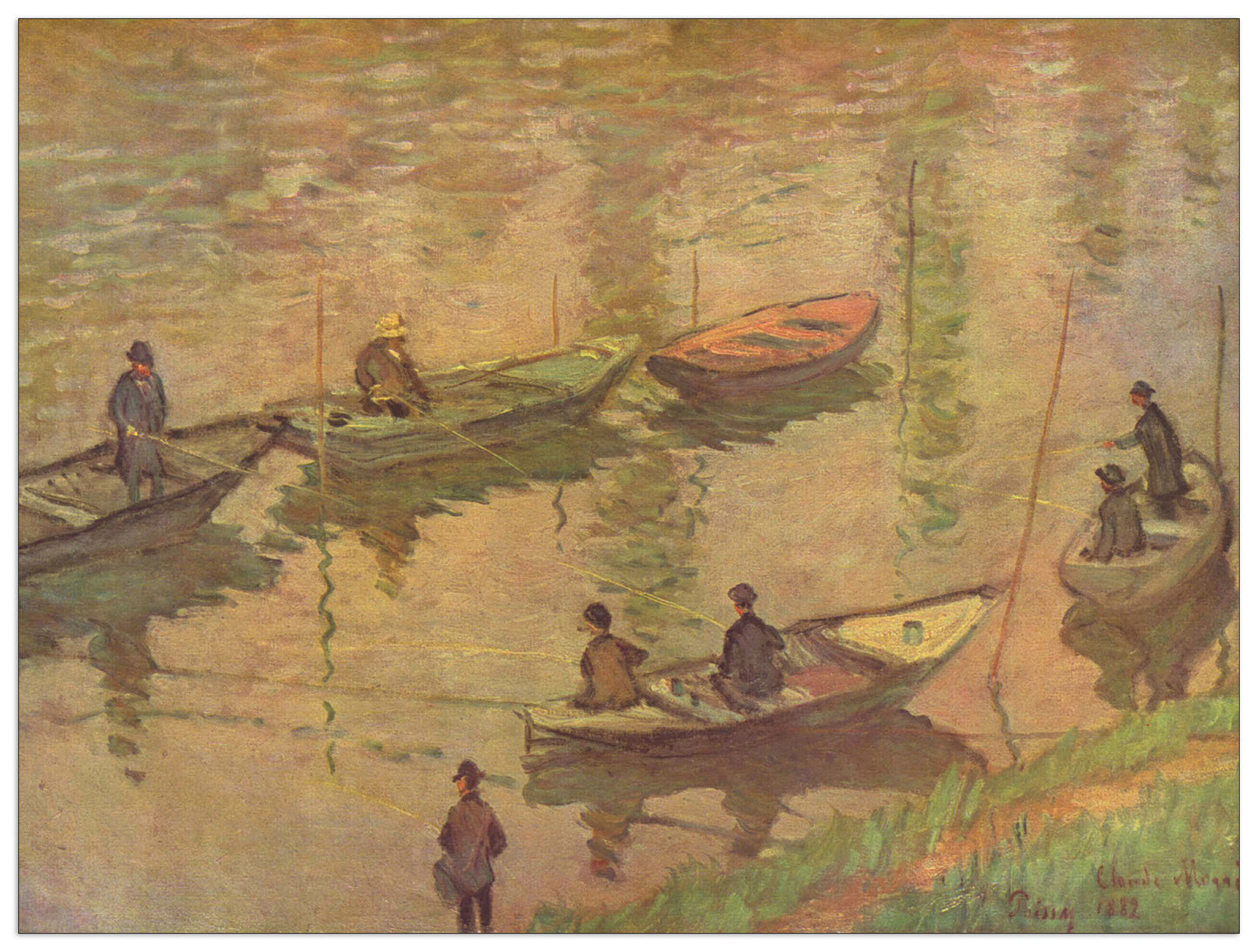 Fishermen on the Seine at Poissy cm 80x60