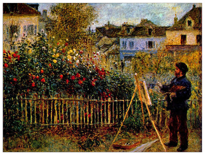 Monet painting in his garden in Argenteuil cm 80x60