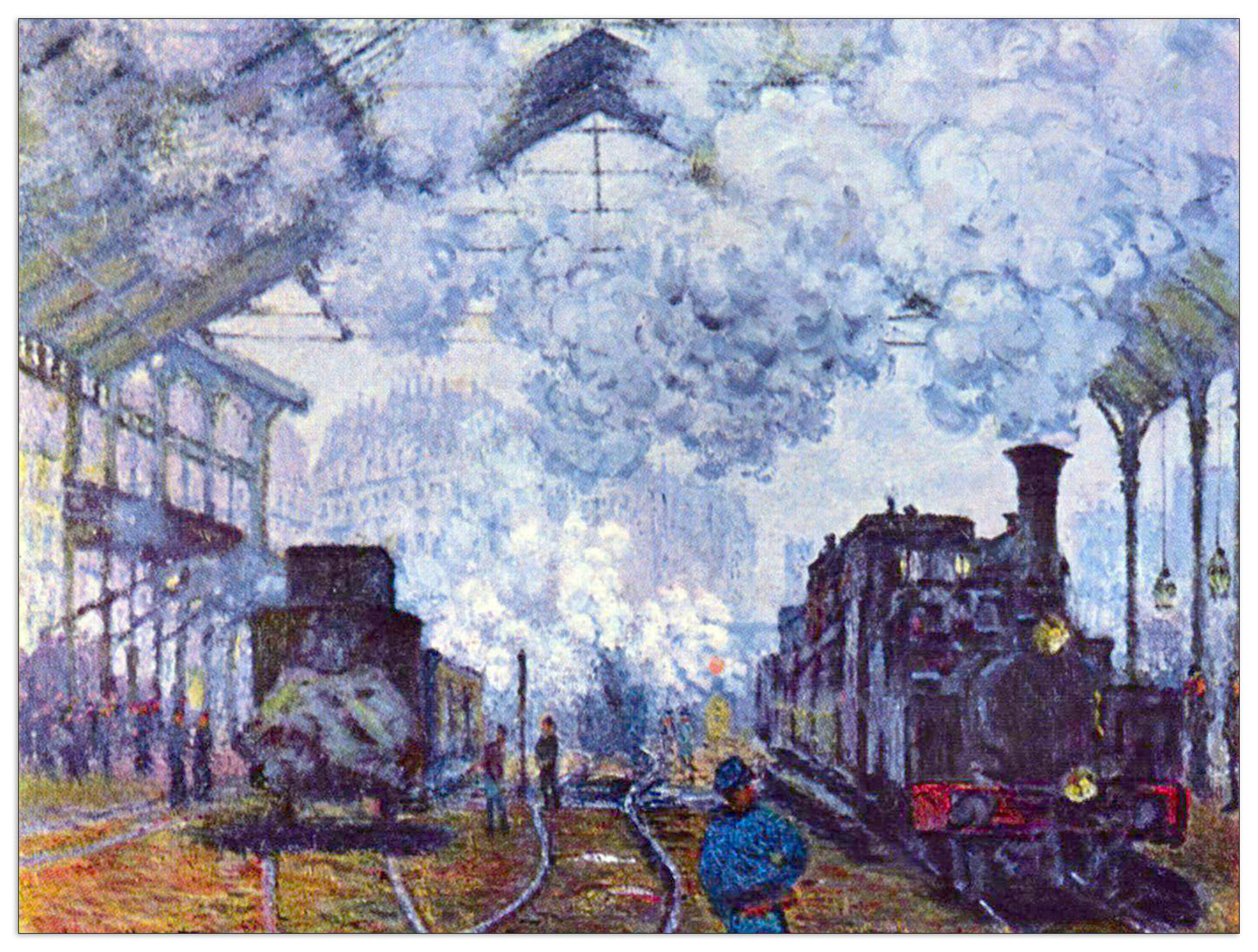 Saint Lazare station in Paris, arrival of a train cm 120x90
