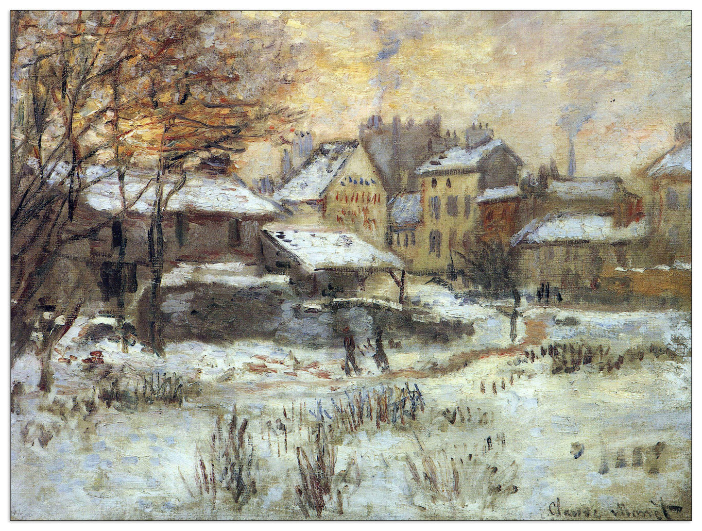 Snow at sunset, Argenteuil in the snow cm 80x60