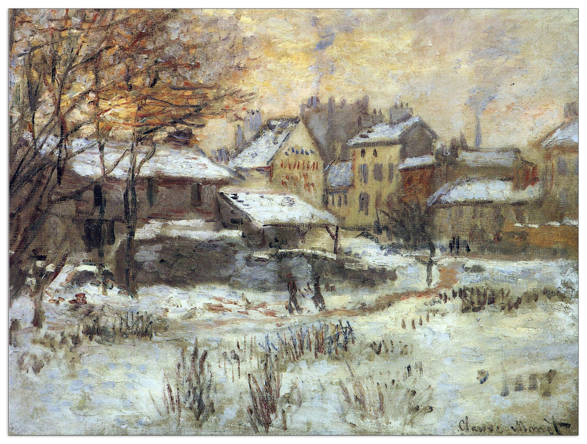 Snow at sunset, Argenteuil in the snow cm 80x60
