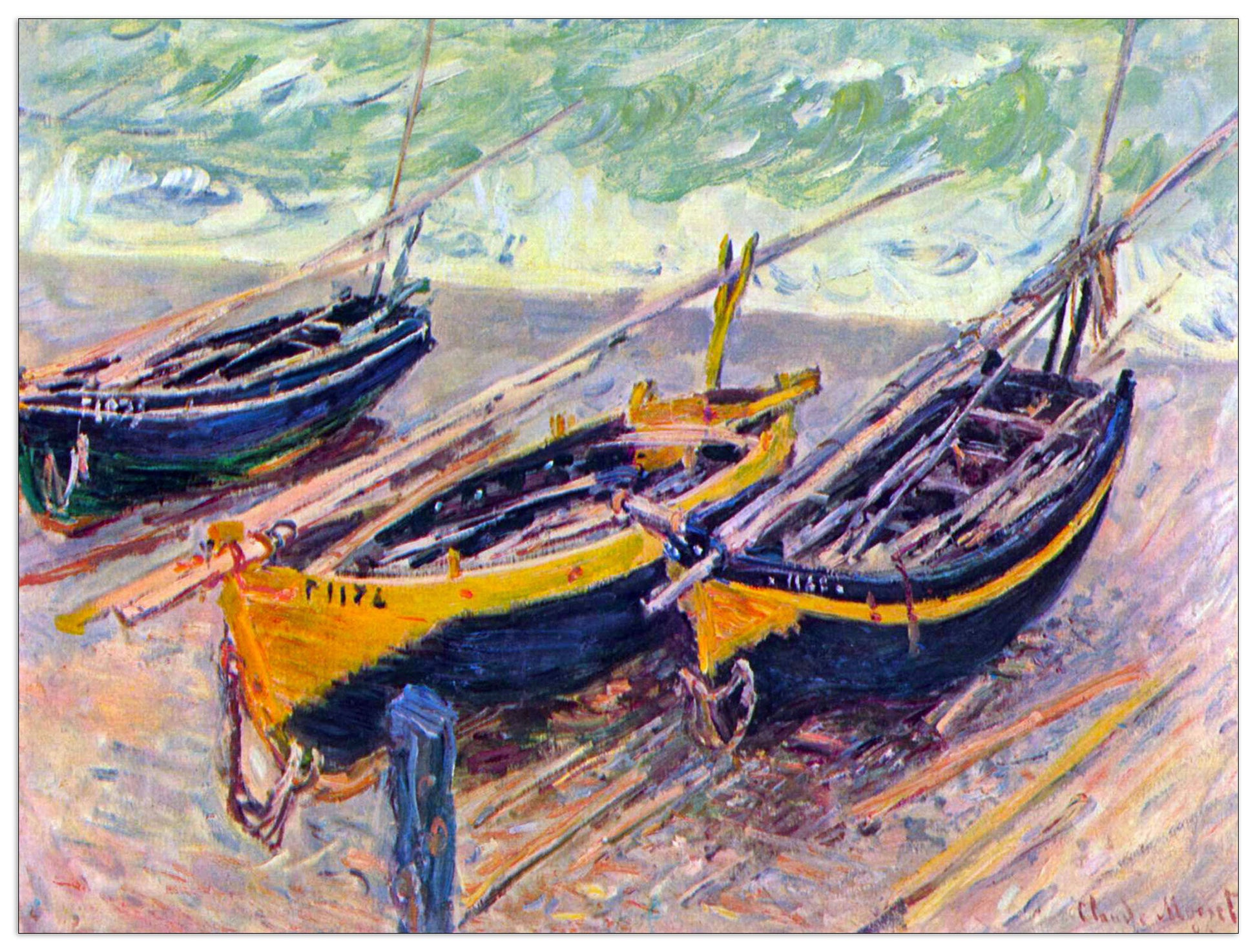 three fishing boats in Eretrat cm 80x60