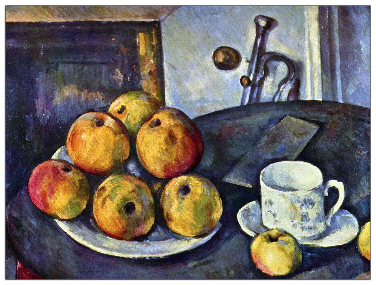 Still life with a bottle and apple cart cm 80x60