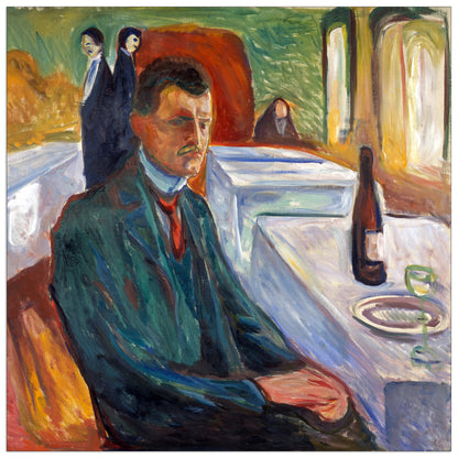 Portrait with bottle of wine cm 70x70