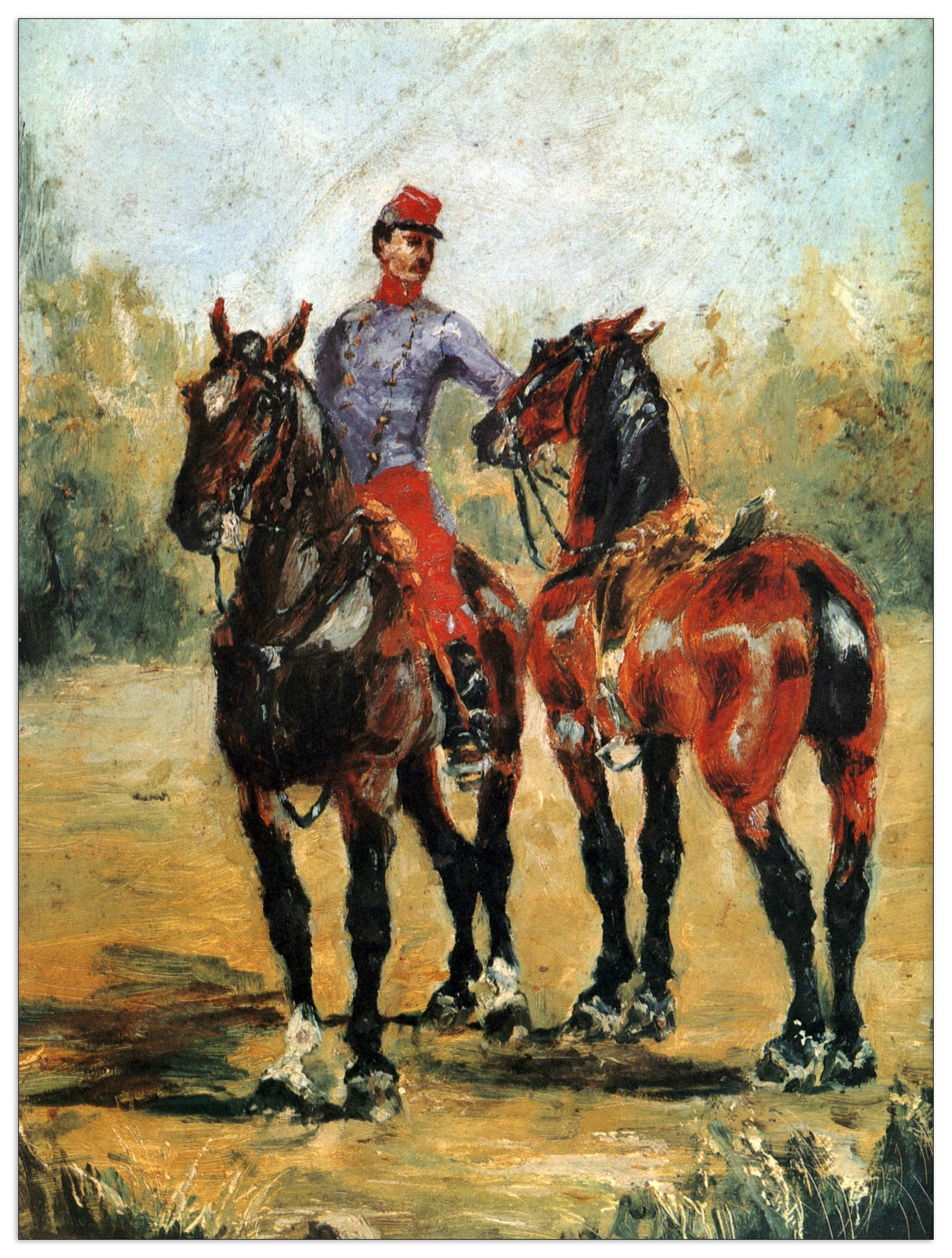 Groom with Two Horses cm 60x80