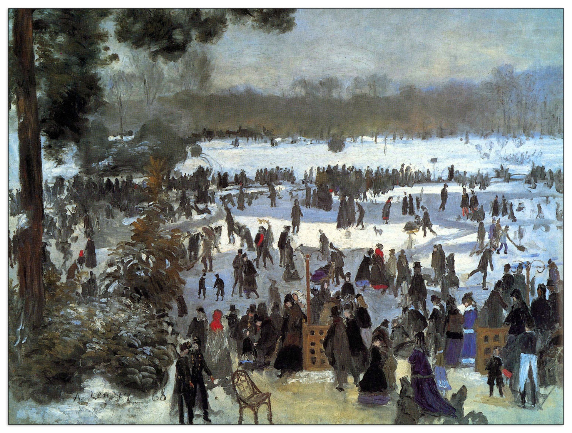 Skating runners in the Bois de Bologne cm 80x60