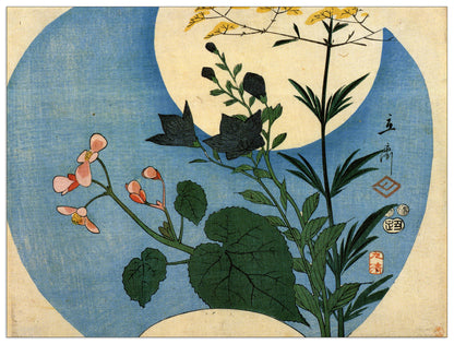 Autumn flowers with full moon cm 80x60