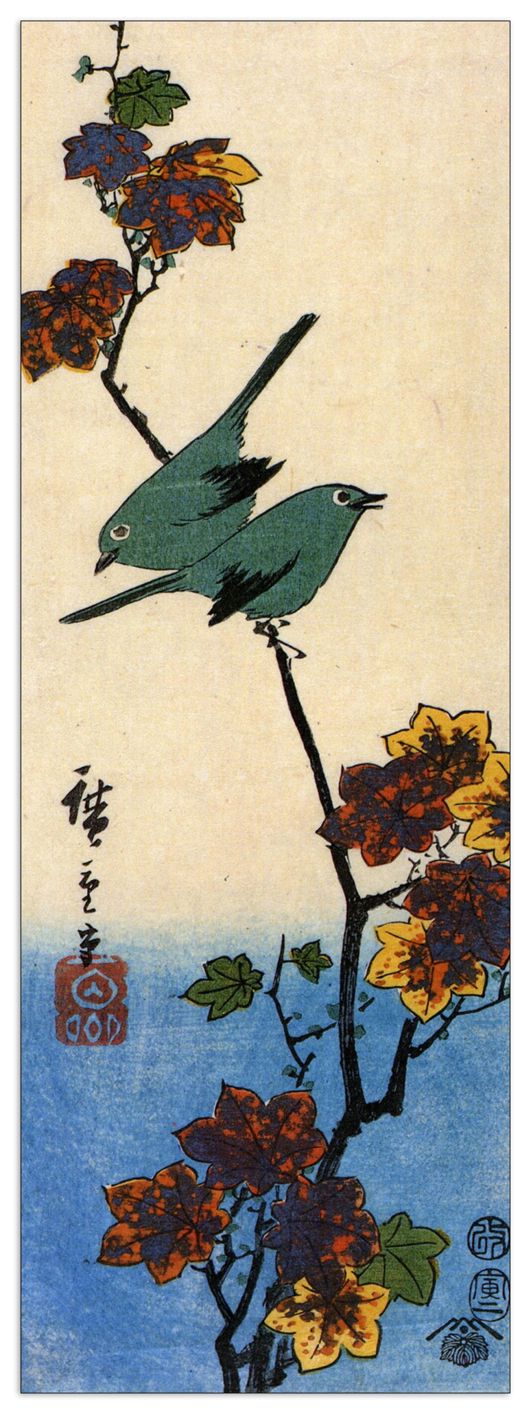 Birds on a maple branch cm 50x140
