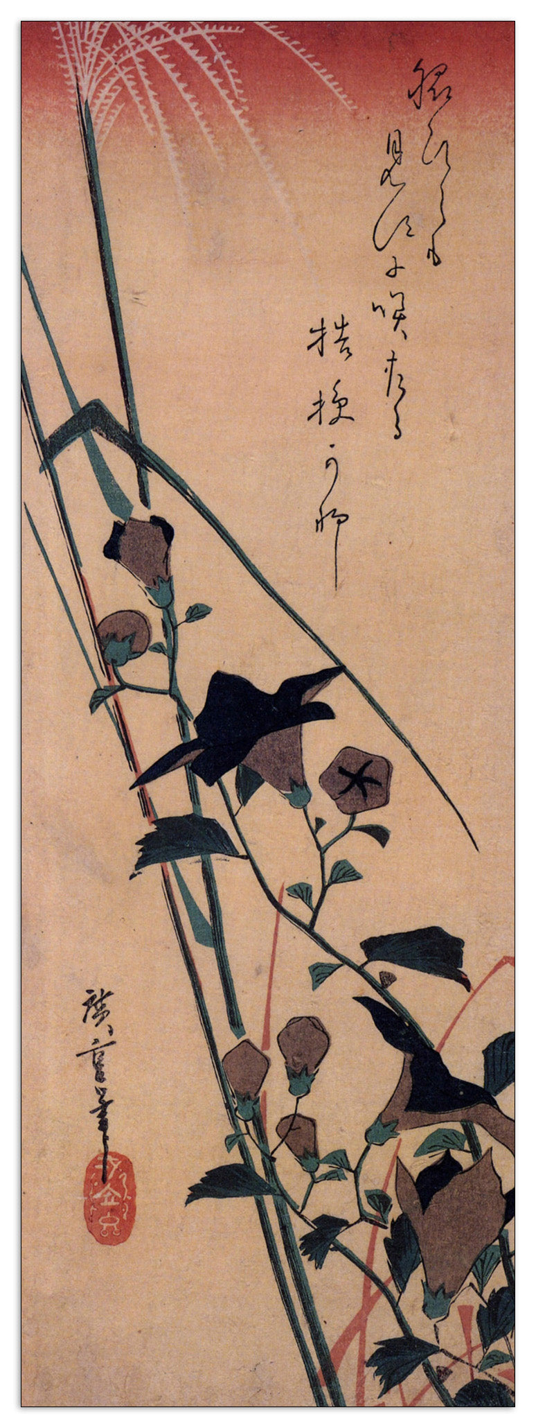 Chinese bell flower and reed cm 50x140