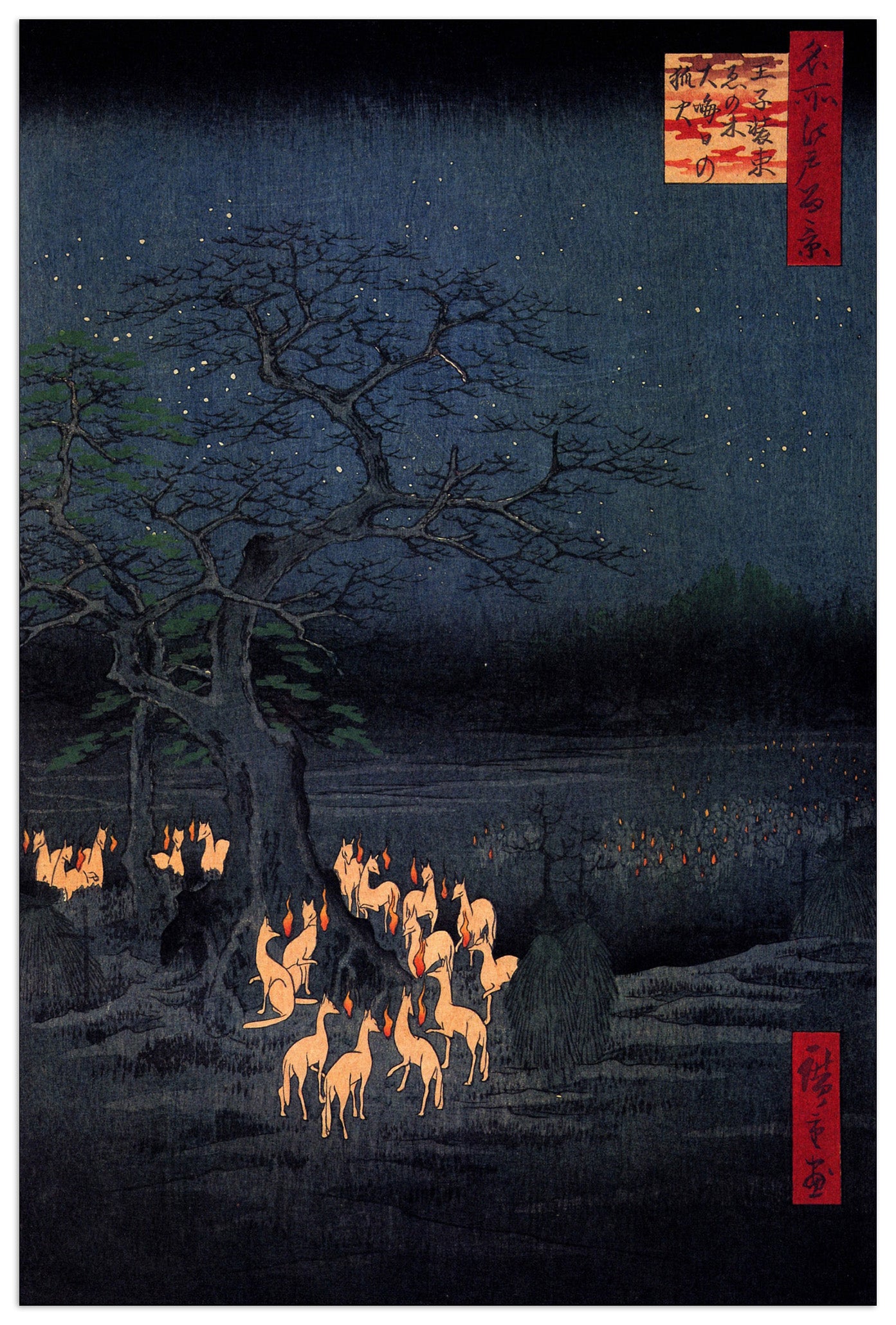 Fox fires at the Changing Tree cm 60x90