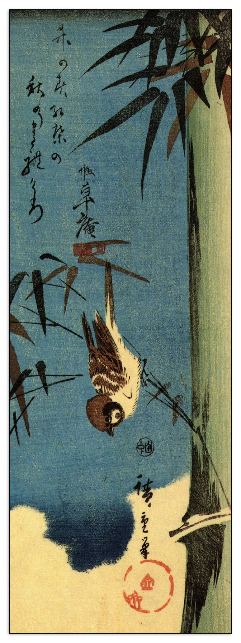 Sparrow and bamboo cm 50x140
