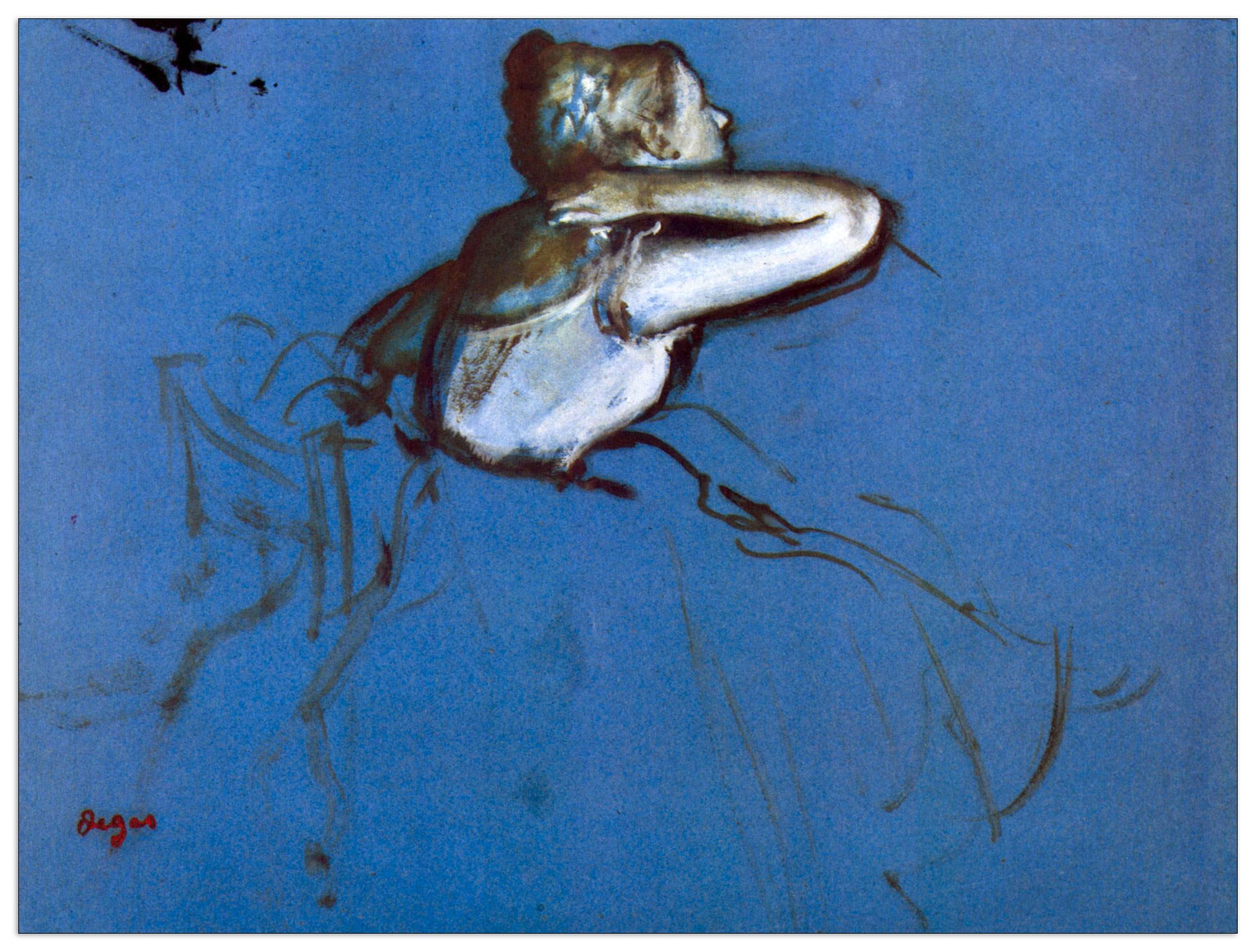 Sitting dancer in profile with hand on her neck cm 80x60