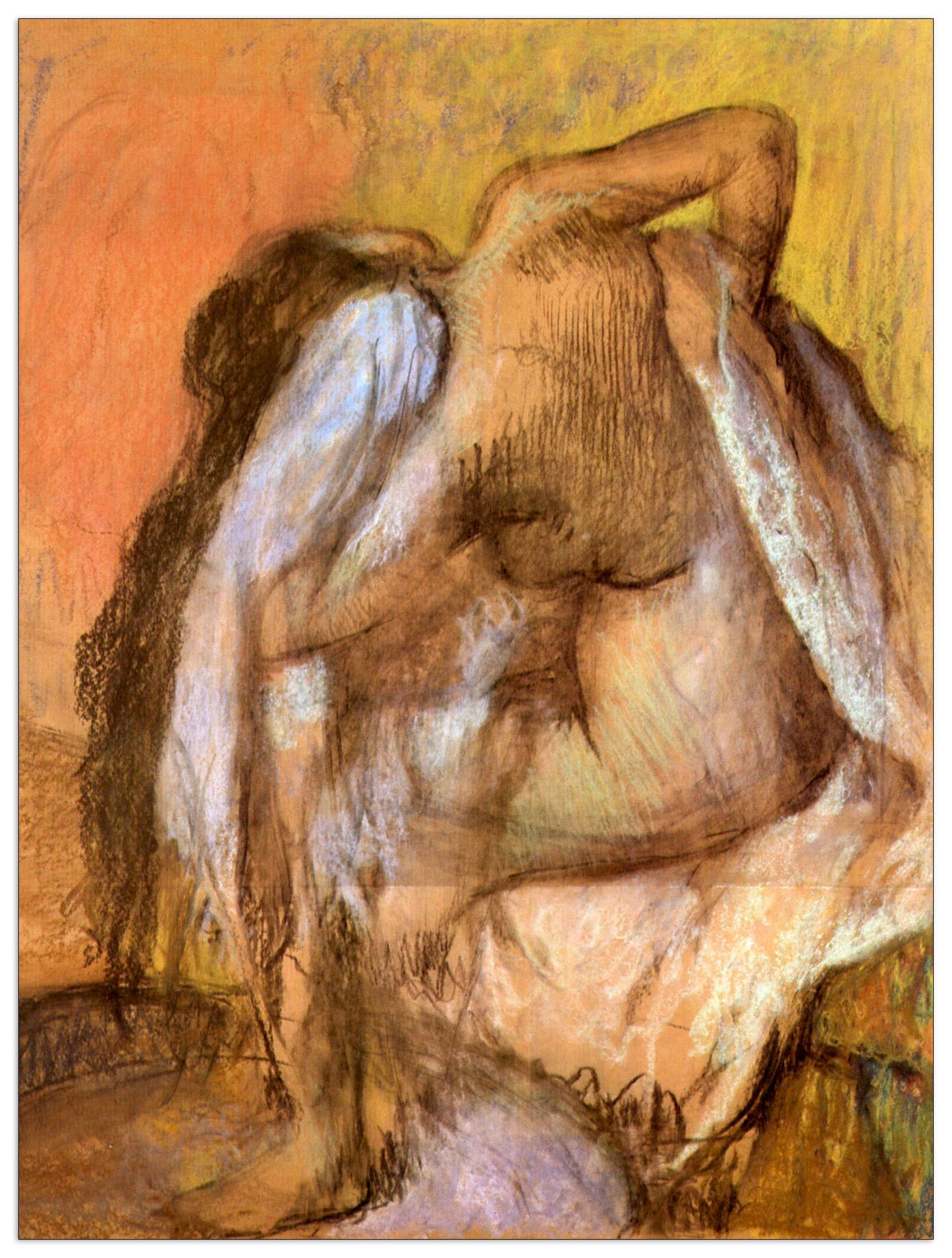 Seated female nude drying neck cm 60x80