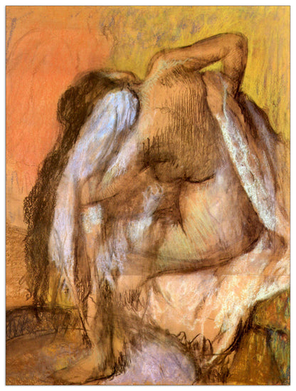 Seated female nude drying neck cm 60x80