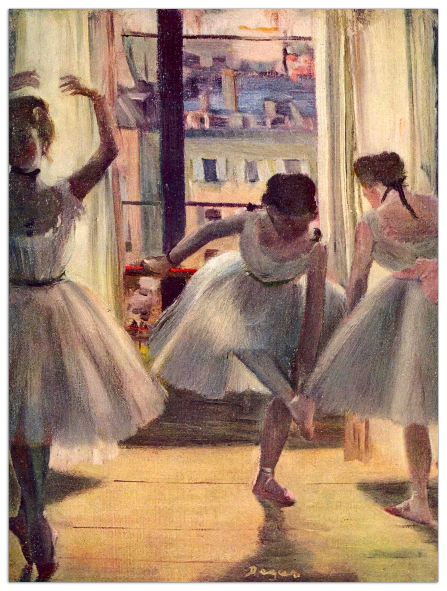 Three dancers in a practice room cm 60x80