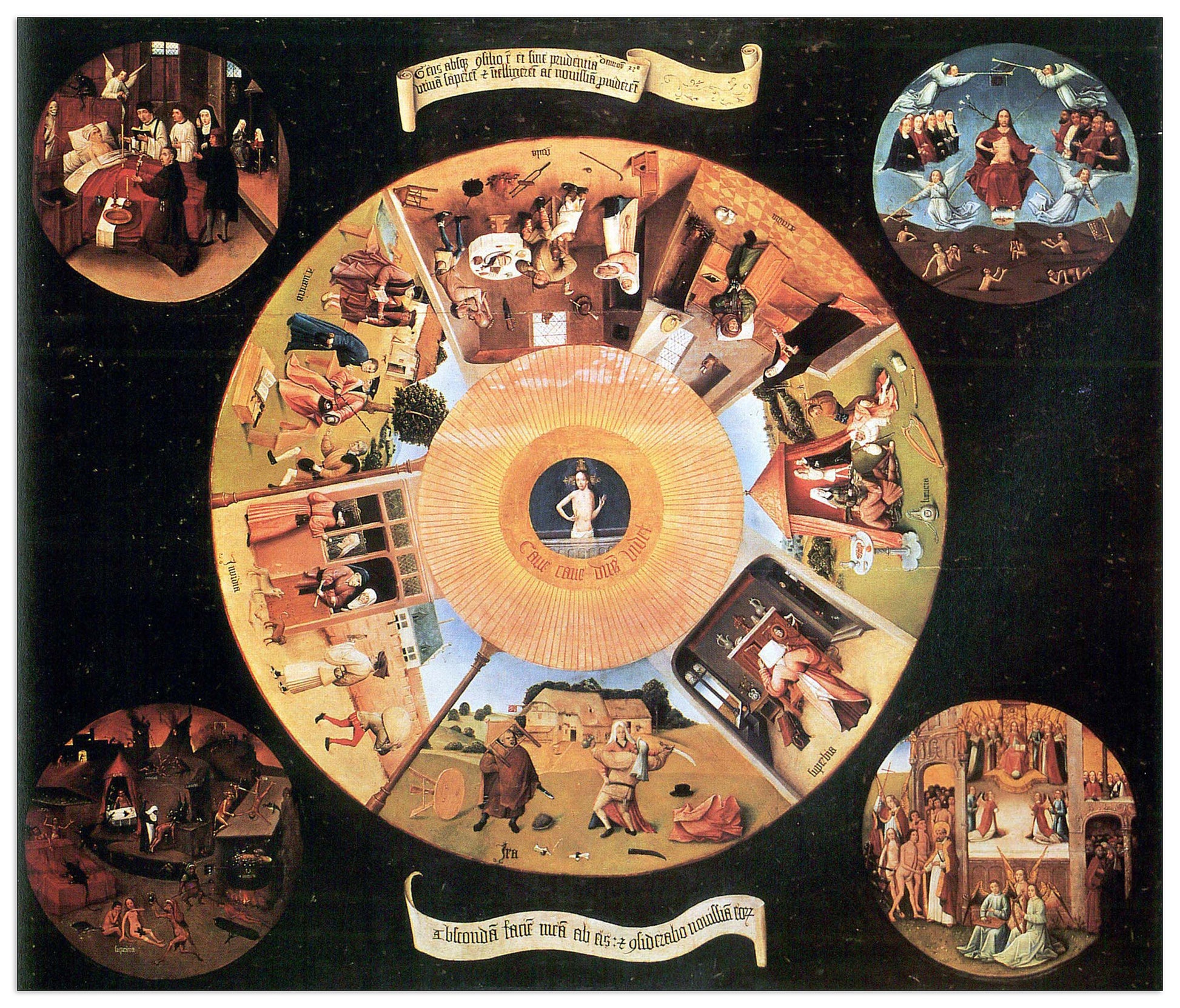 Table with scenes of the seven deadly sins cm 100x85