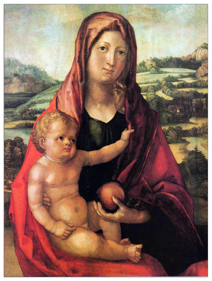 Mary with child against a landscape cm 60x80