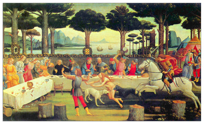Paintings on Boccaccio's Decameron Third episode cm 100x60