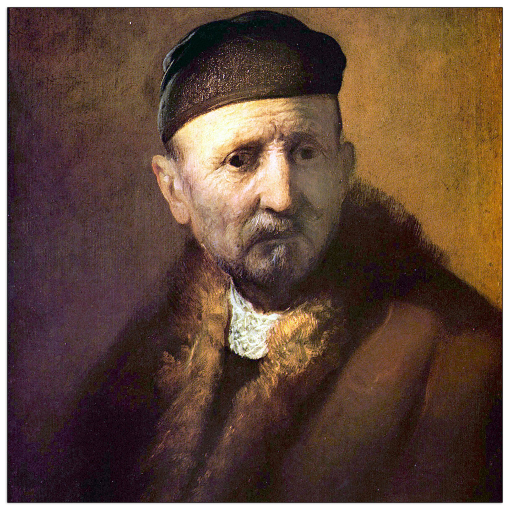 Bust of an old man with a cap cm 70x70