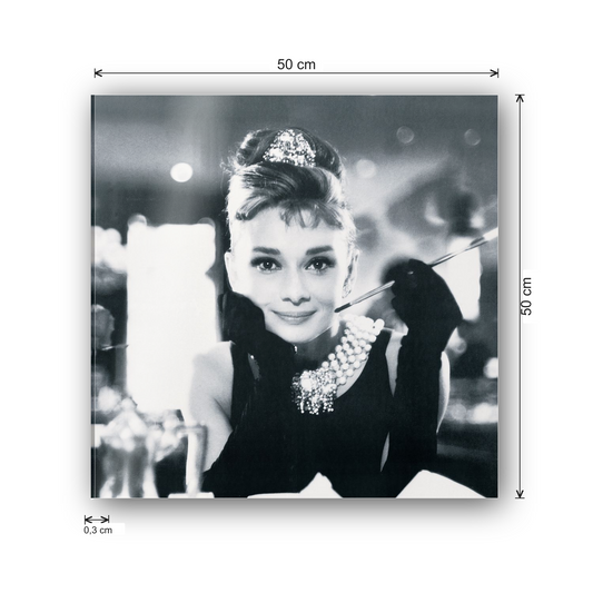 Homage to Audrey - Colazione da Tiffany cm 50x50 - misure